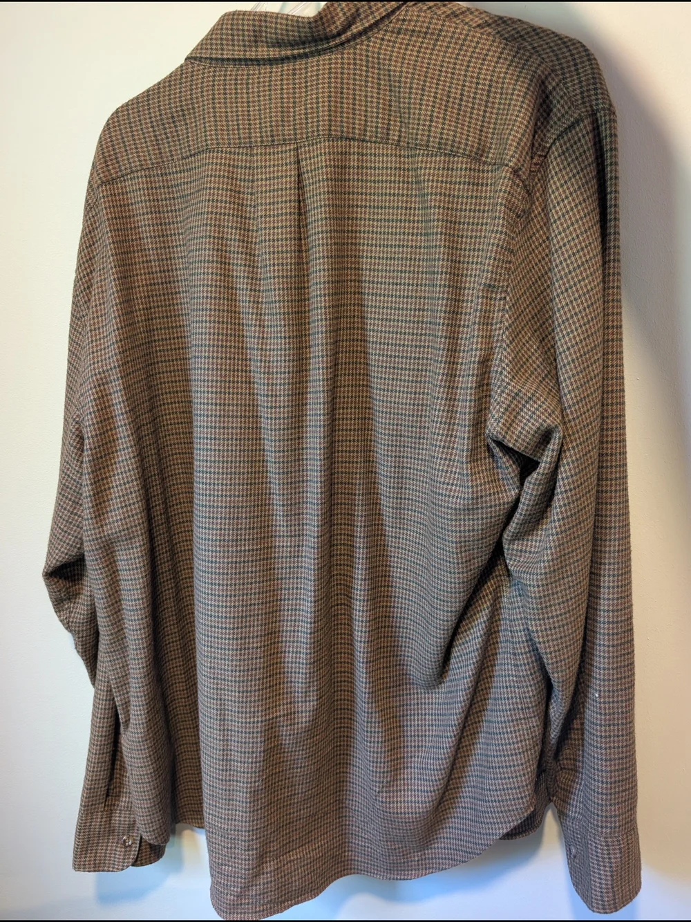 ​J.Crew Men’s Cotton Cashmere Blend Button-Down Shirt – Brown Houndstooth – XL